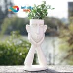 Vaza decorativa statueta ceramica Modern Creative Face Alba 26cm (1)