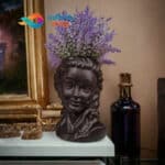 Vaza decorativa statueta chip Minerva ceramica Neagra 22cm (8)