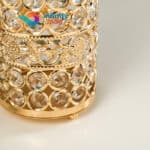 Decoratiune metalica suport lumanari pensule machiaj Ambra Gold cu cristale (1)