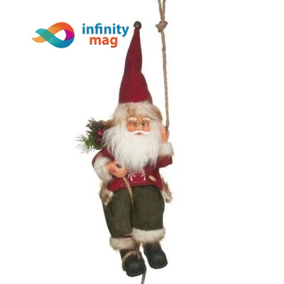 Decoratiune Figurina suspendabila Mos Craciun cu sfoara 25cm MRC76