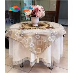Fata masa Patrata Sagol Bej tesatura Goblen Bumbac model floral 95x95cm ST109