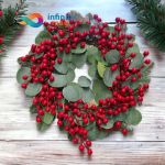 Coronita decorativa artificiala, InfinityMag, cu Merisoare, Eucalipt si crengute de brad, 45cm (3)
